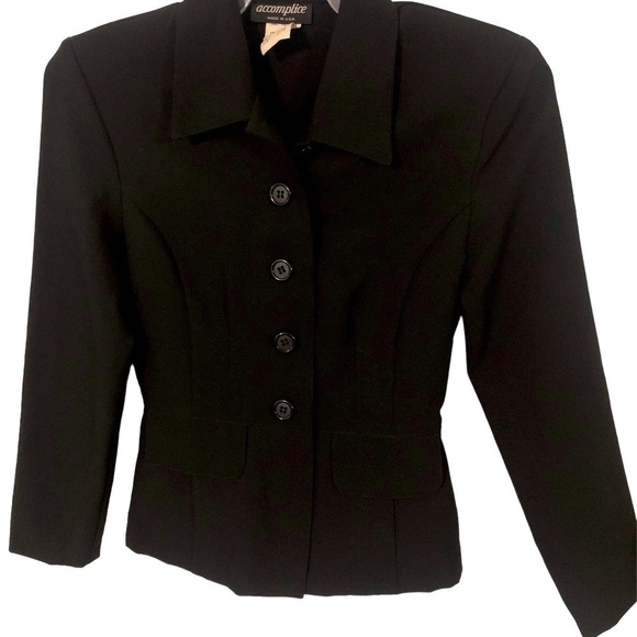 Vintage (90's) Accomplice Tapered Waisted Button Front Faux Pocketed Blazer - Picture 1 of 9